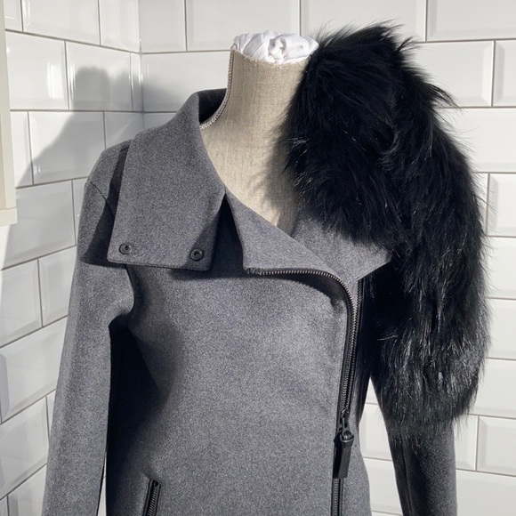 Mackage Wool Grey Coat Fur Collar - Picture 4 of 11